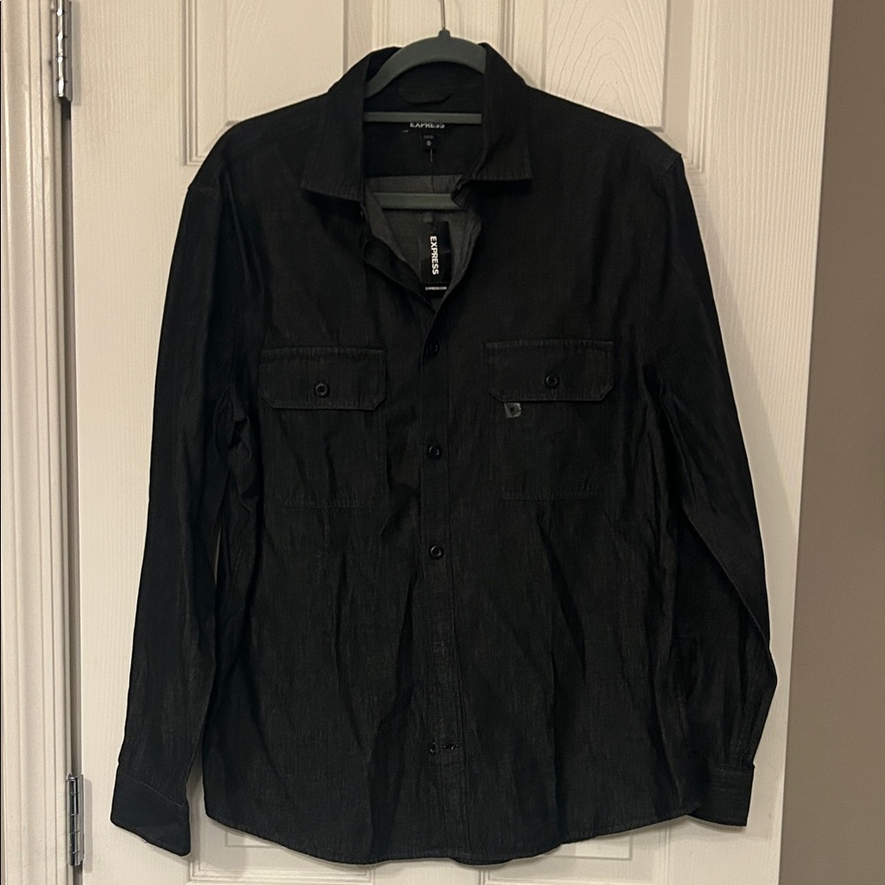 Express Black Casual Button Down Shirtdressy casual Express button down